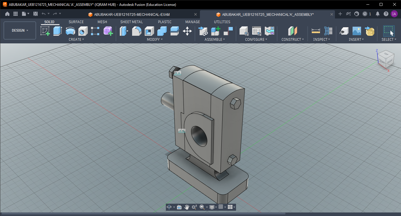 Mechanical assembly model in Fusion 360